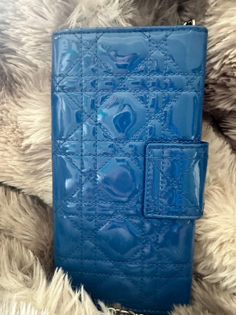 GORGEOUS Christian Dior Blue Patent Leather Wallet On Chain - Comes w/ COA - Picture 7 of 7